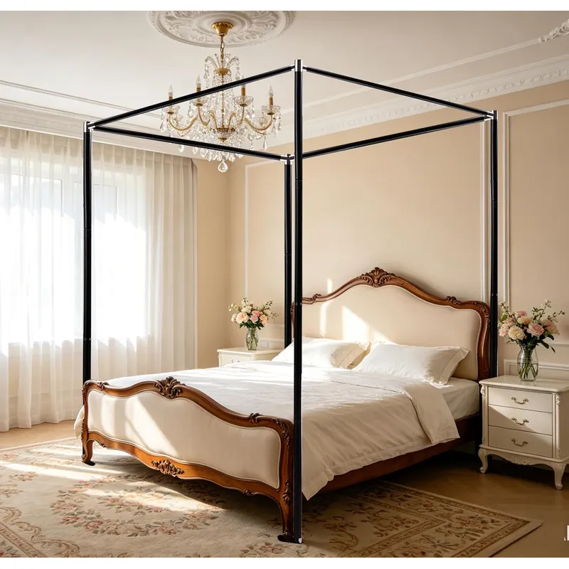 Canopy Bed Frame Metal Queen - Stalowa rama do łóżka z baldachimem,