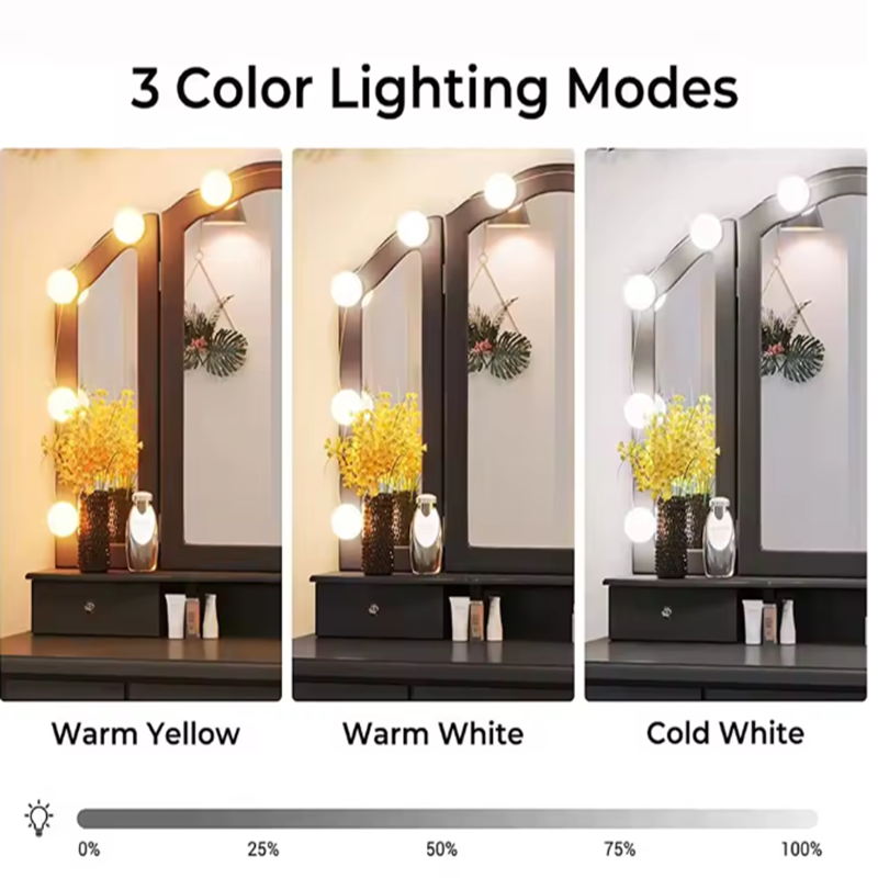 Dressing Table Vanity With Lighted Mirror - Odłączane żarówki LED do lustra kosmetycznego,