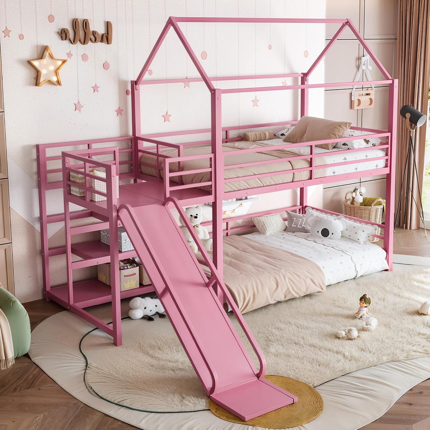 Bunk Bed With Stairs And Slide - Łóżko piętrowe z deszczownicą i schodkami