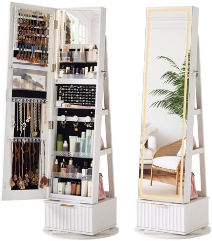 Wielowypukłe 360 °   Obrotowa  – Full Length Mirror Jewelry Armoire recenzja i cena