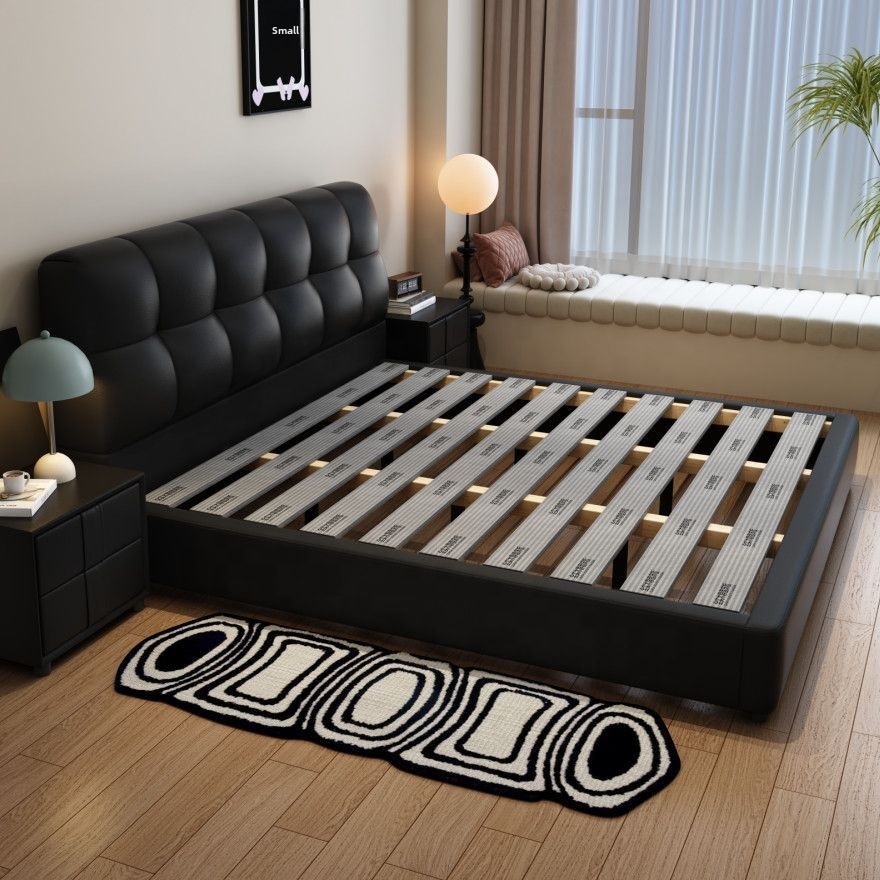 # Czarna, pikowana skórzana ra – King Size Bed Frame With Storage Drawers recenzja i cena