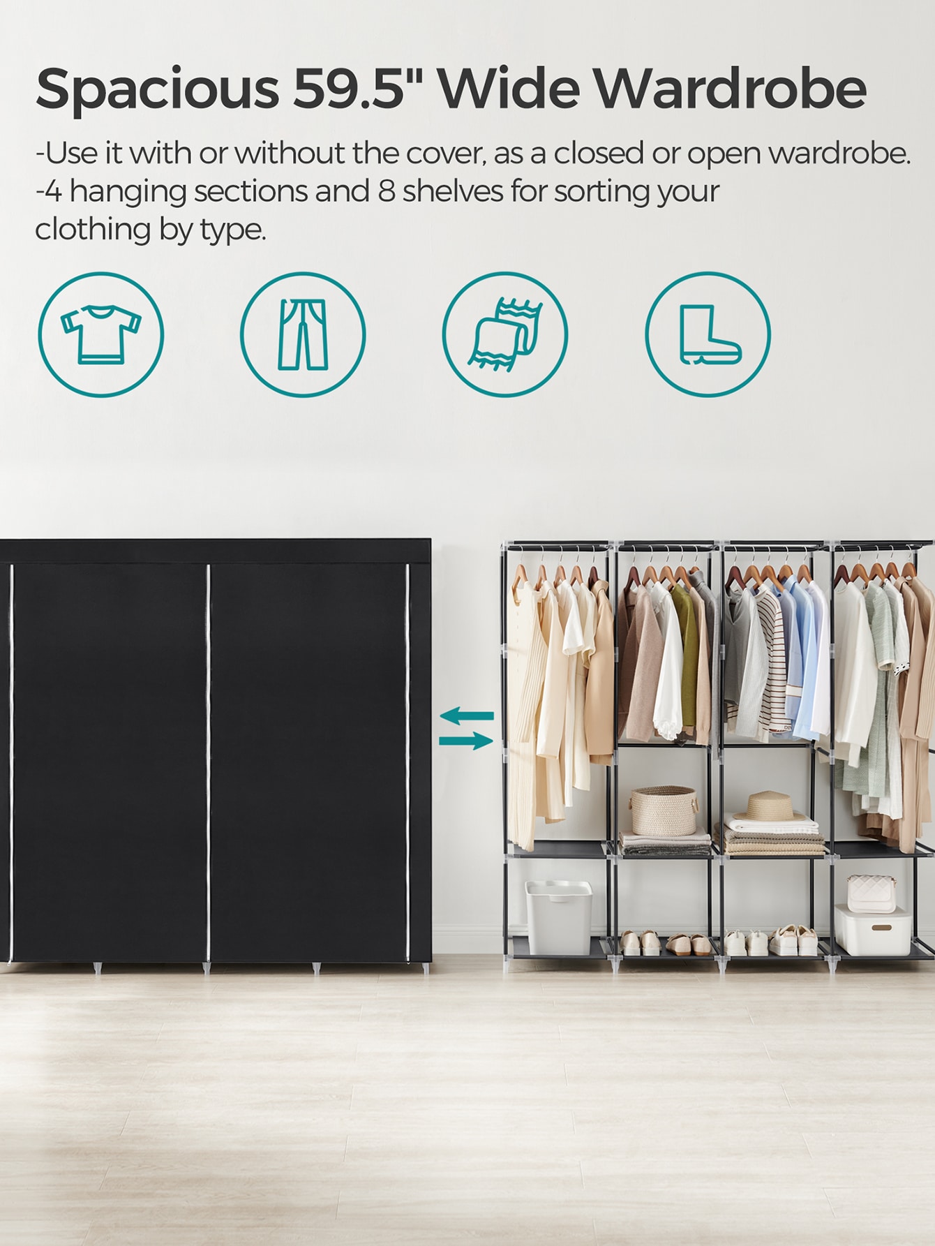 Przenośna szafa, organizer do  – Wardrobe Closet Portable Fabric Cover recenzja i cena