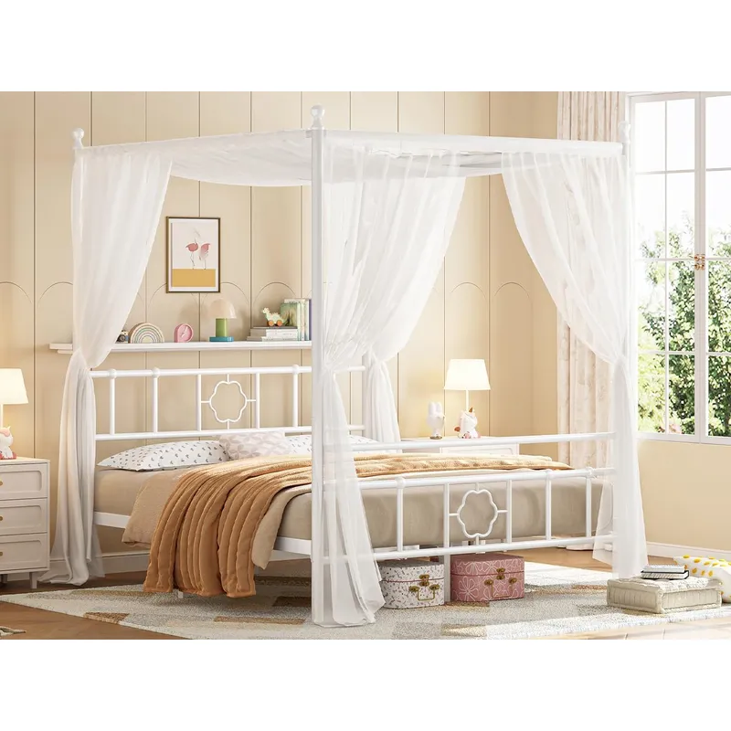 Rama łóżka z baldachimem Queen – Canopy Bed Frame Metal Queen recenzja i cena