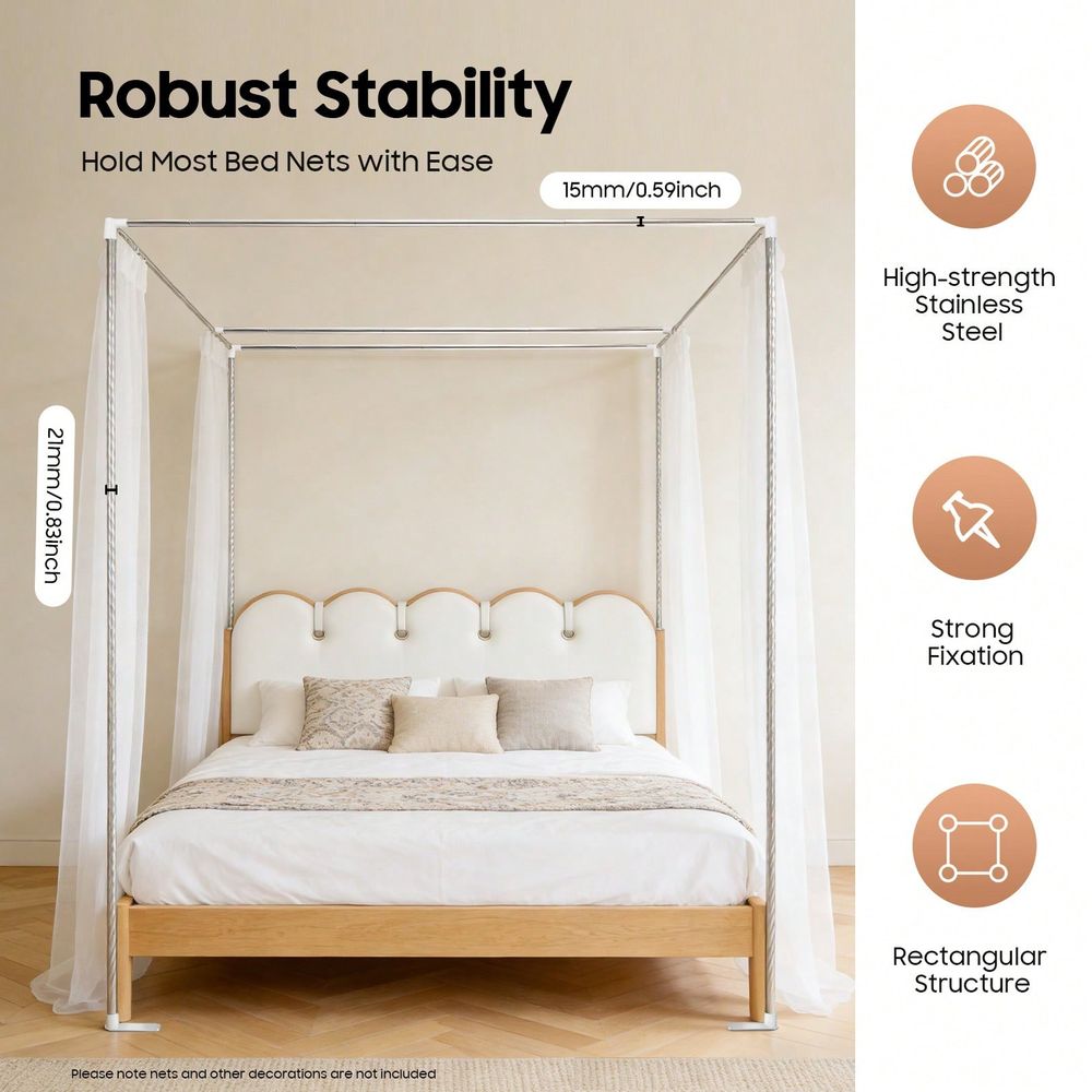 Rama łóżka z baldachimem 2x2m, – Canopy Bed Frame Metal Queen recenzja i cena