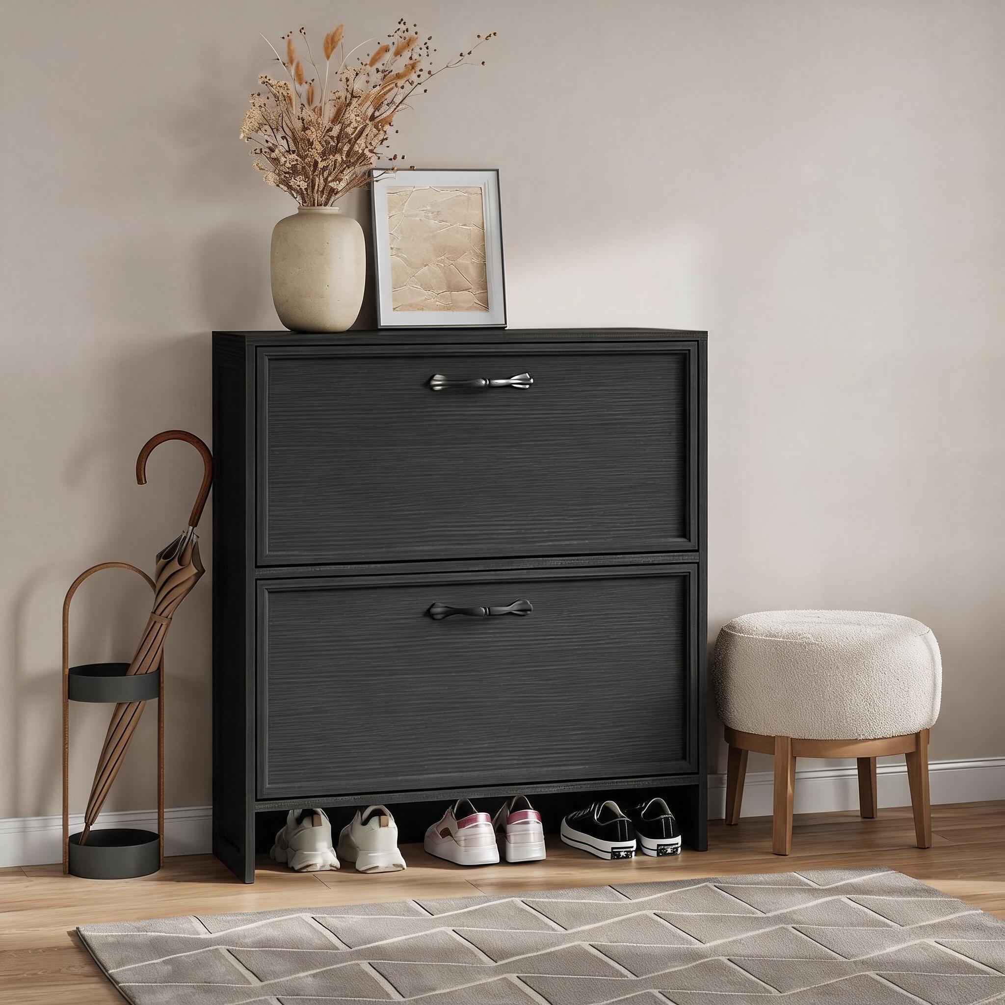 Szafka na buty z 2 wysuwanymi  – Shoe Rack Cabinet Narrow Entryway recenzja i cena
