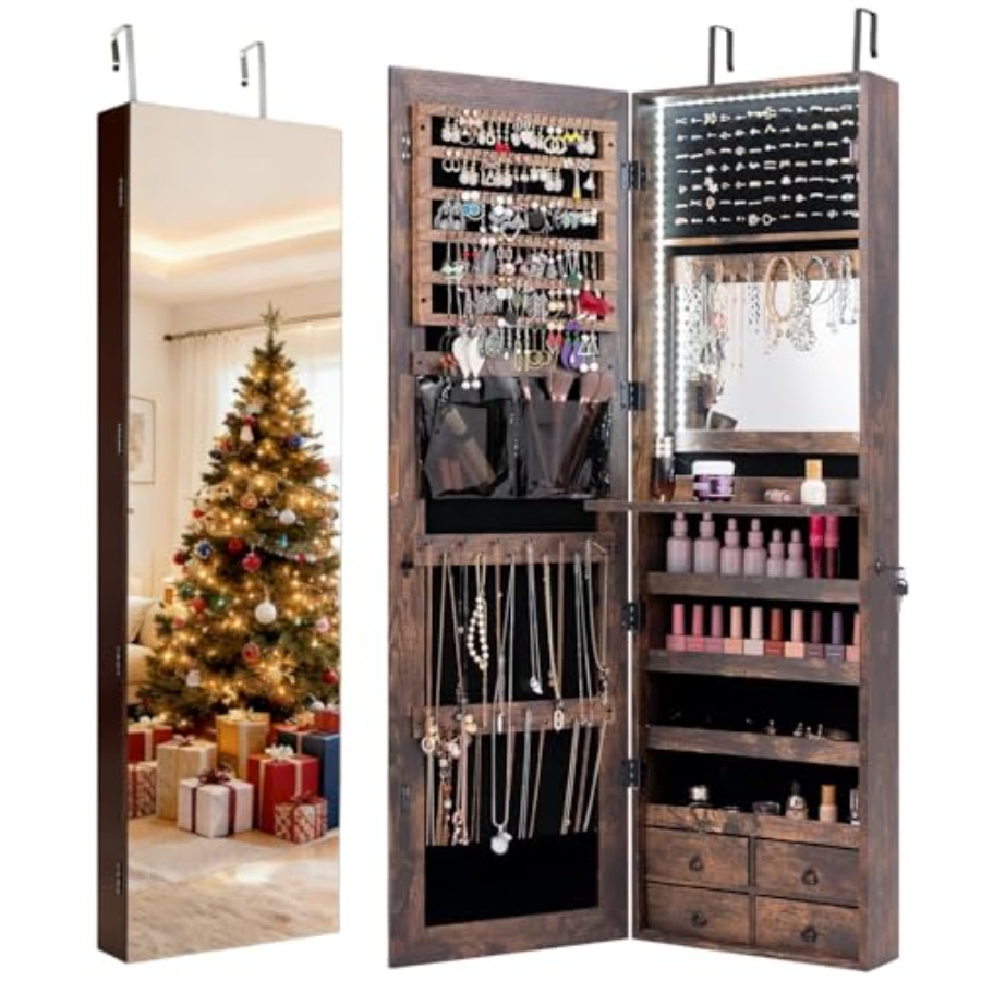 Szafa na biżuterię z 47 diodam – Full Length Mirror Jewelry Armoire recenzja i cena
