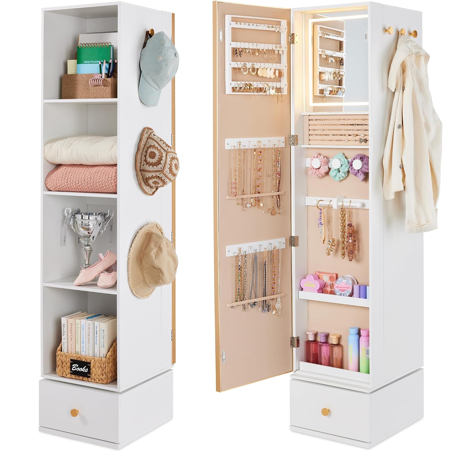 Okrągłe lustro z szafką do prz – Full Length Mirror Jewelry Armoire recenzja i cena